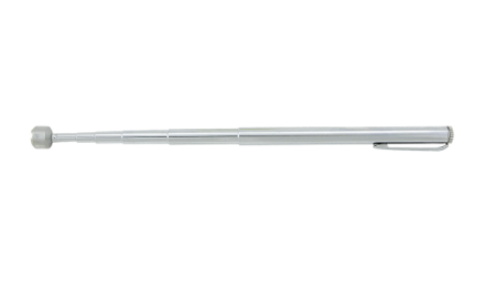 Telescopic magnetic pickup tool, extends from 5.25 to 28 inches, holds up to 3.5 lb, slim metal body with clip