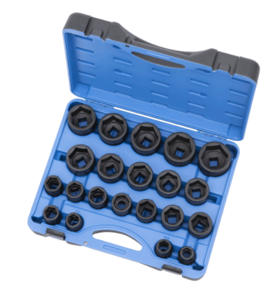21-piece 3/4" impact socket set in sturdy blue case with high-strength chrome-molybdenum SAE 4140 steel sockets