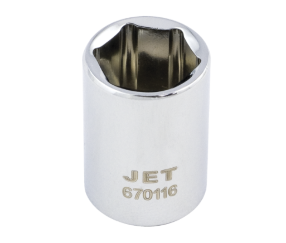 Jet - Chrome socket with 1/4'' 6-point drive