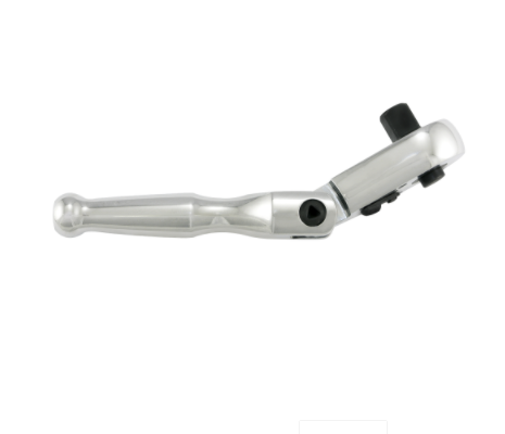 1/4" drive ratchet with flexible head, chrome vanadium steel construction, improved tooth design for tight spaces.
