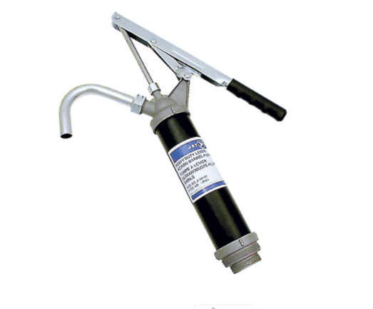 Heavy-duty lever pump for 15 and 55-gallon barrels with epoxy coating and robust steel piston and foot valves