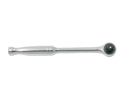 3/8" drive mini ratchet with slim handle, 60-tooth mechanism, and quick-release push button for tight spaces