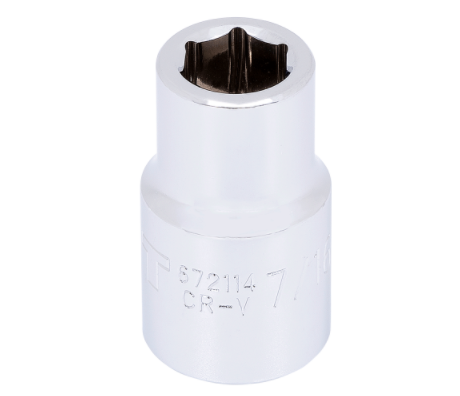Chrome-plated 1/2 inch 6-point socket, model 672114, designed for heavy-duty fastening applications