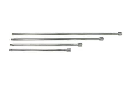 Set of four 1/2" drive chrome vanadium steel extension bars in 15, 18, 24, and 30-inch lengths