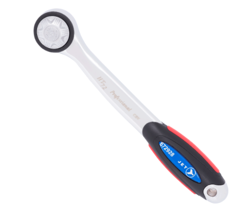 1/2 inch ratchet wrench with 72-tooth dual pawl mechanism, chrome-vanadium steel, ergonomic handle with grip inserts