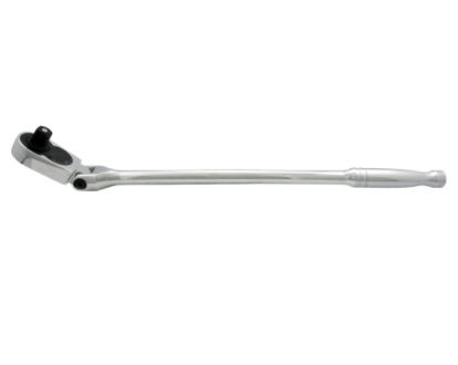 1/2 inch ratchet with flexible head and chrome vanadium steel construction for accessing tight spaces