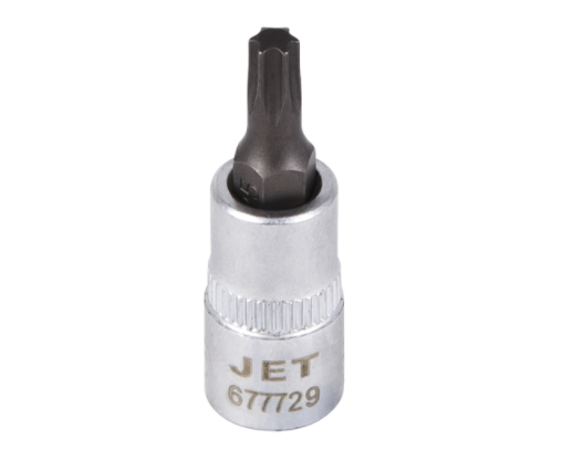 Jet 3/8 inch drive Torx bit socket with chrome finish and engraved product number 677729 for precision fitting