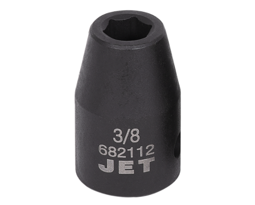 Impact socket 3/8'' drive made of high-strength chrome-molybdenum steel with engraved size and brand markings