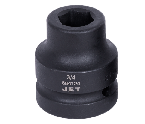 3/4-inch impact socket made from chrome-molybdenum 4140 steel, black finish, durable and shock-resistant
