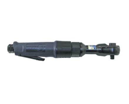 Professional air ratchet wrench with 360º swivel air inlet, five-vane motor, delivering 70 lb/ft torque