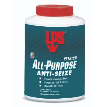 1lb container of LPS premium all-purpose anti-seize lubricant prevents seizure and protects against rust up to 1800°F