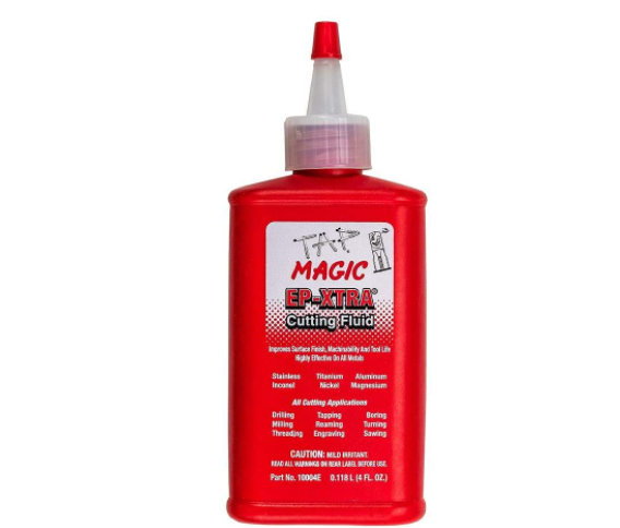 4 oz red bottle of TAP MAGIC EP-XTRA cutting fluid for drilling, tapping, reaming, and metal machining applications