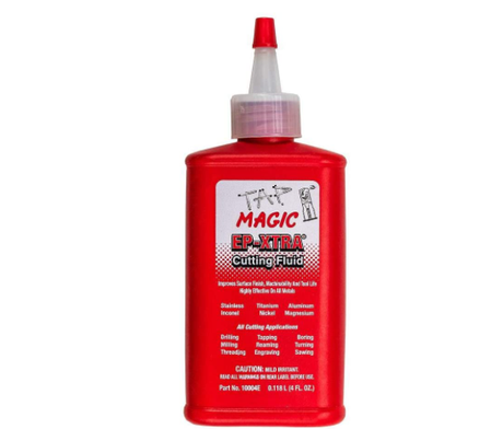 4 oz red bottle of TAP MAGIC EP-XTRA cutting fluid for drilling, tapping, reaming, and metal machining applications