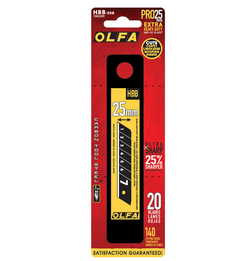 LAME DE RECHANGE OLFA NOIR 1" HBB-20B PAQUET DE 20