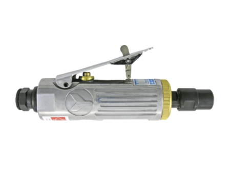 1/4" die grinder with steel tip trim, brass collet, reinforced air inlet, and high-grade steel cylinder housing