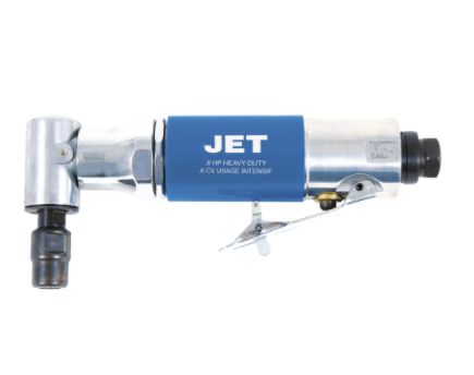 Jet 1/4 inch 90-degree die grinder with 0.6 HP heavy-duty motor and compact rear exhaust design for industrial use