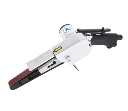 3/4 x 20 1/2 inch belt sander with ergonomic black handle and adjustable metal tension plate for surface preparation tasks