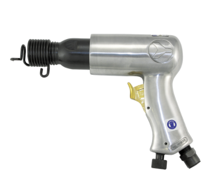 .401 inch air-powered pneumatic hammer with medium cylinder and conical shank chisel holder for consistent power