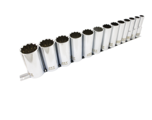 JEU DE DOUILLES PROFONDES 13PCS CHROMÉ SAE 12 PANS