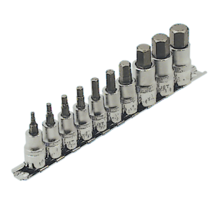 Jet - 601802 - 10-piece SAE socket set with 3/8'' and 1/2'' hex bits