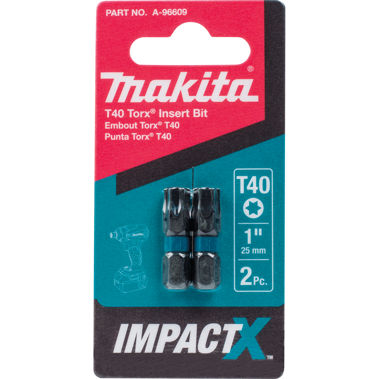 PACK OF 2 BIT T40 1'' LONG IMPACT MAKITA 