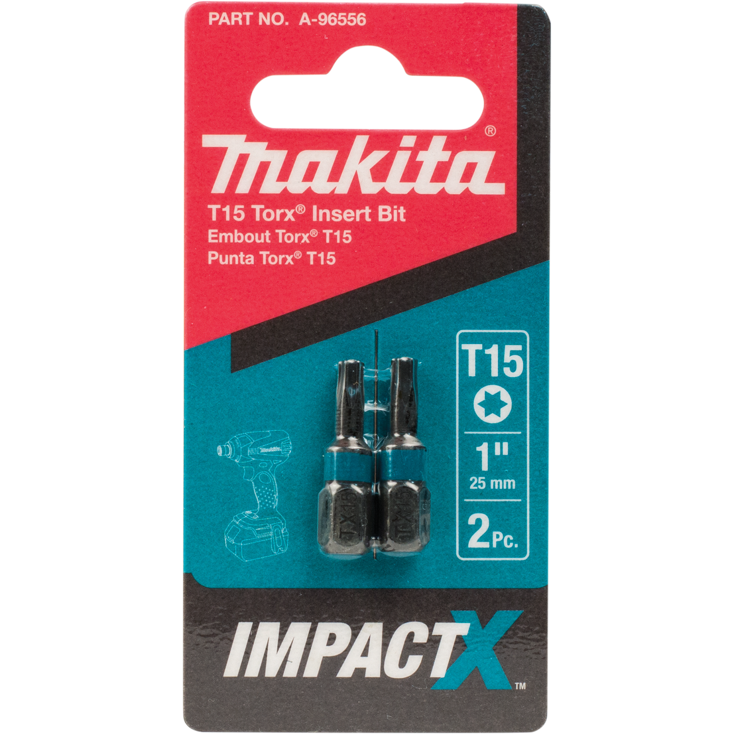 PACK OF 2 BIT T15 1'' LONG IMPACT MAKITA 