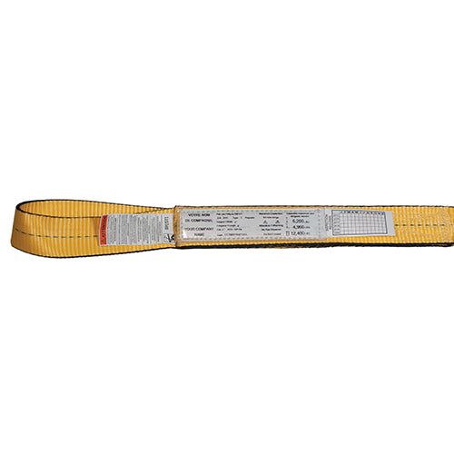 Yellow 1-inch by 4-foot 2-ply Type 3 lifting sling with sewn loop ends for heavy-duty load lifting and rigging tasks