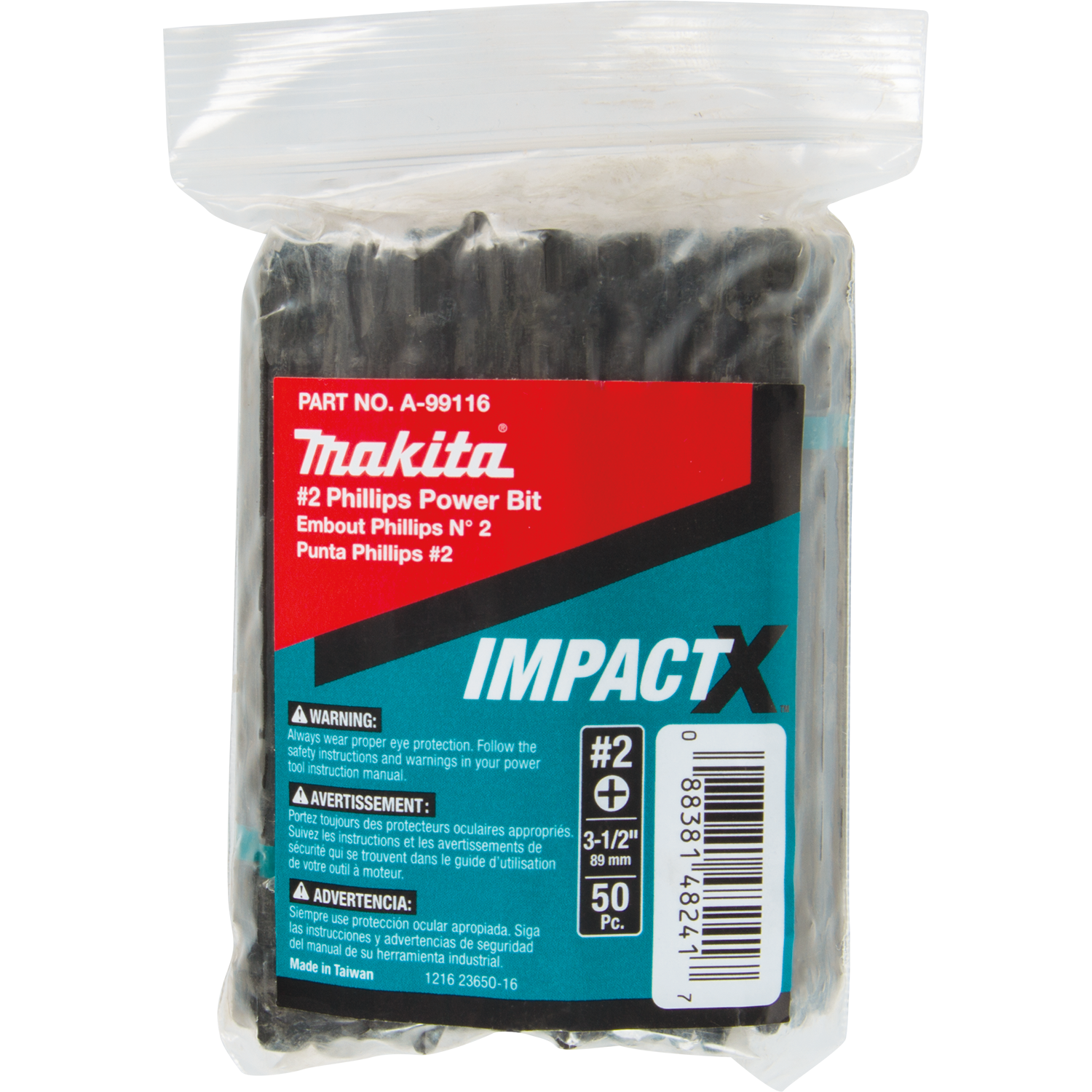 PACK OF 50 BIT PHILLIPS #2 X 3-1/2'' IMPACT MAKITA 