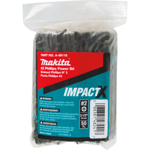 PACK OF 50 BIT PHILLIPS #2 X 3-1/2'' IMPACT MAKITA 