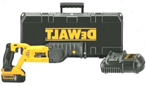 Cordless DEWALT reciprocating saw kit with 5Ah battery, charger, and durable carrying case for versatile cutting tasks