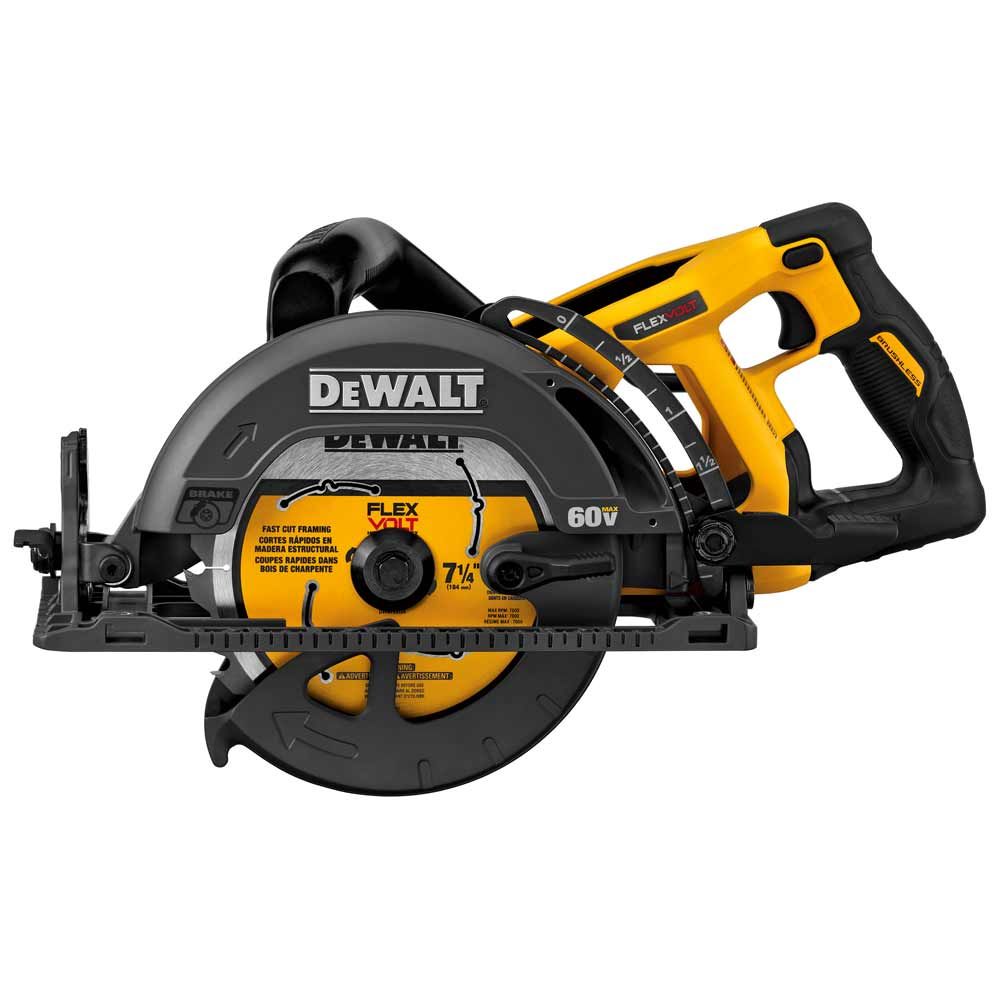 60V cordless circular saw with high-quality magnesium housing, brushless motor, electronic brake, and 7-1/4 inch blade
