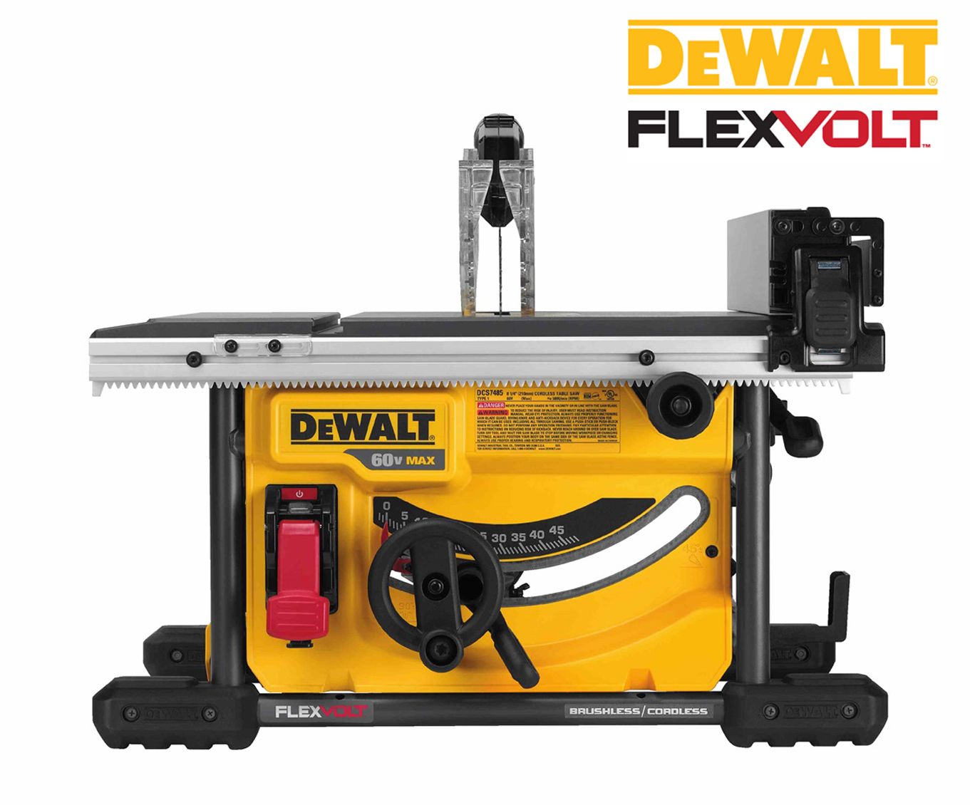 8 1/4 inch DEWALT FLEXVOLT brushless table saw with 60V MAX motor, adjustable bevel and cutting precision features