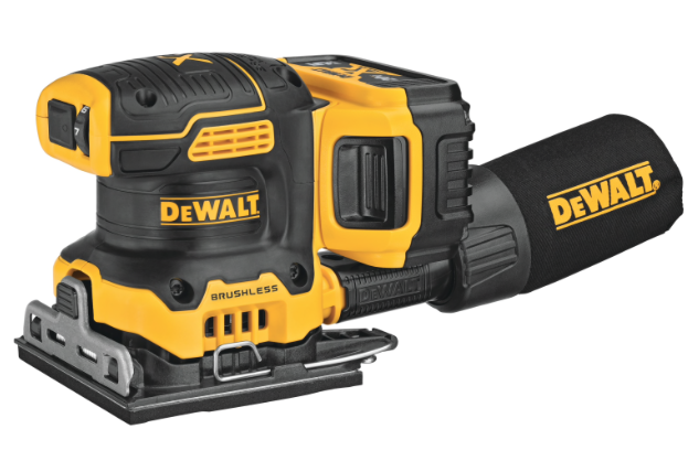 Cordless 20V variable speed brushless sander with 5.0Ah battery and dust collection bag for efficient sanding tasks