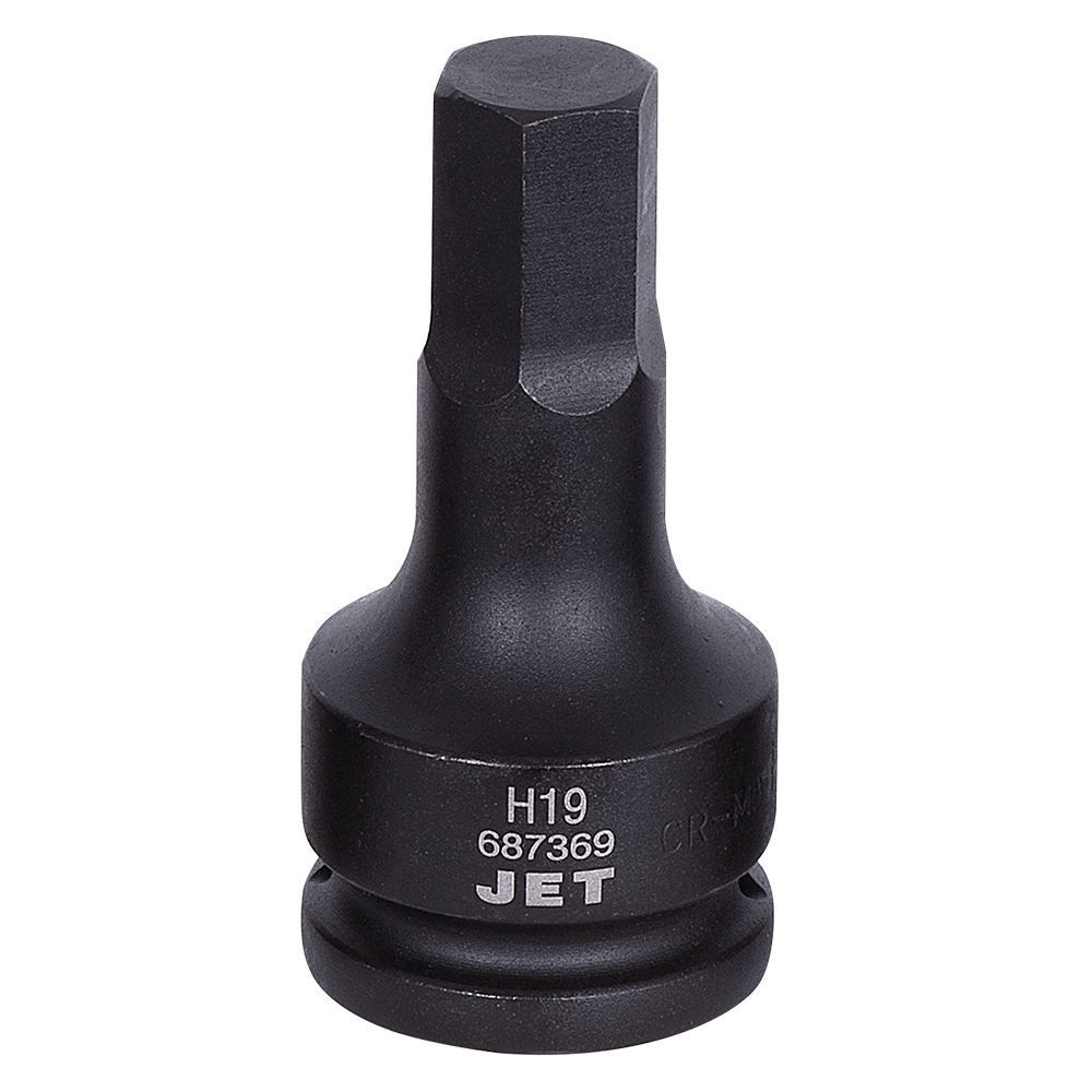 Jet impact hexagonal socket with 3/4" drive, made of SNCM 8660 steel for increased torque and torsion resistance