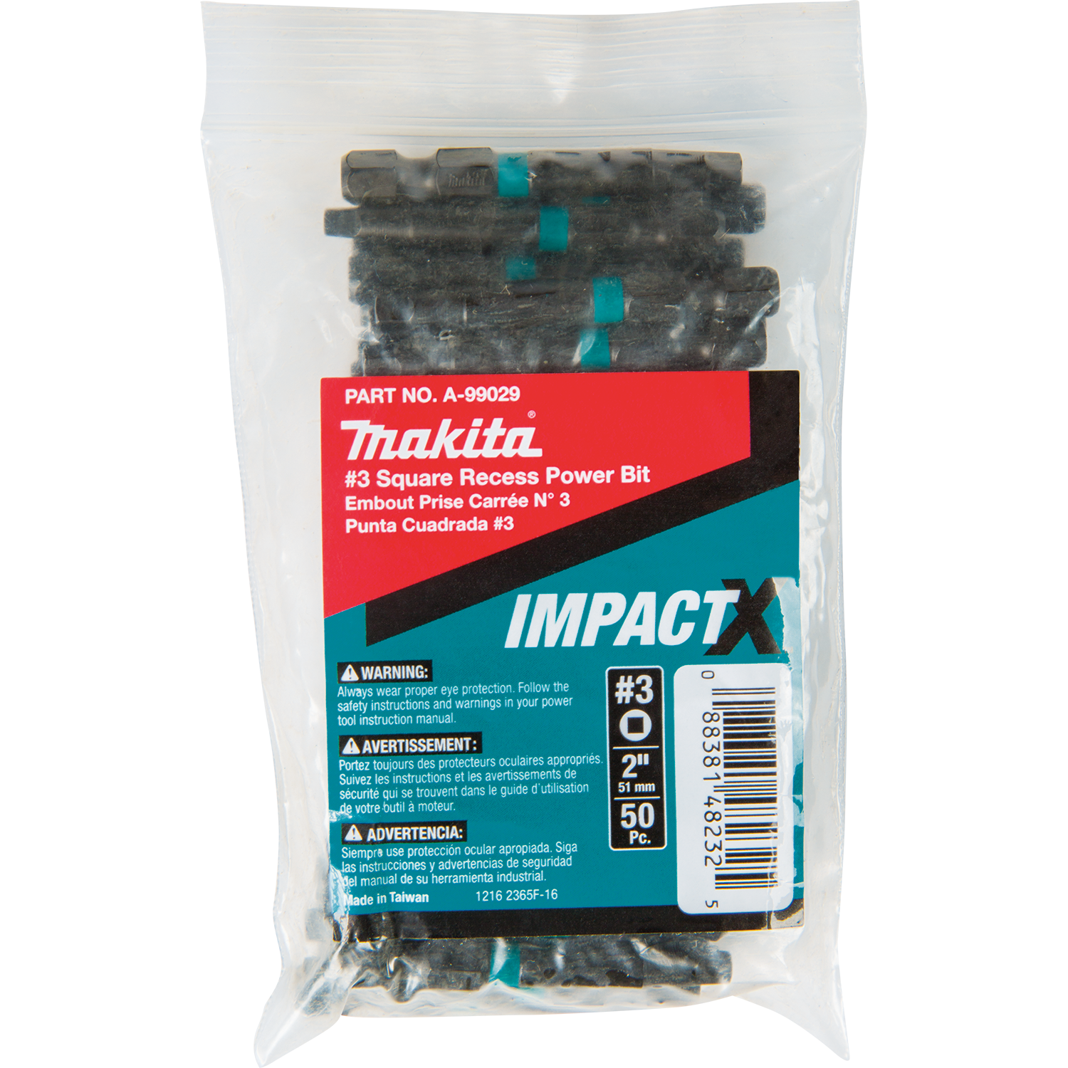 PQT 50 BIT SQUARE #3 X 2'' IMPACT MAKITA