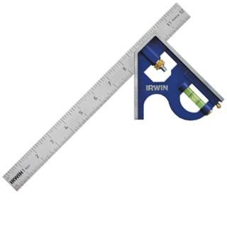 12" IRWIN combination square with engraved black graduations, rust-resistant stainless steel blade, and durable zinc body
