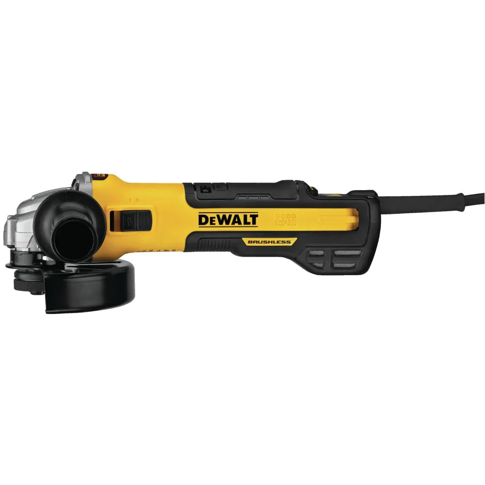 5/6 inch DEWALT brushless angle grinder with variable speed slider switch and anti-rebound brake system