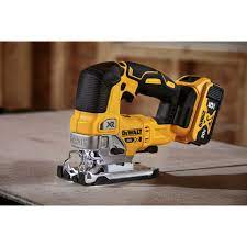 Cordless 20V XR compact jigsaw with brushless motor, ergonomic grip, and metal base for precise cutting tasks