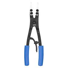 Heavy-duty internal and external circlip pliers with straight and angled hardened SUJ2 steel tips, blue handle grips