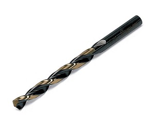 15/32 HSS black and gold twist drill bit by Irwin, high-speed steel for metal drilling applications