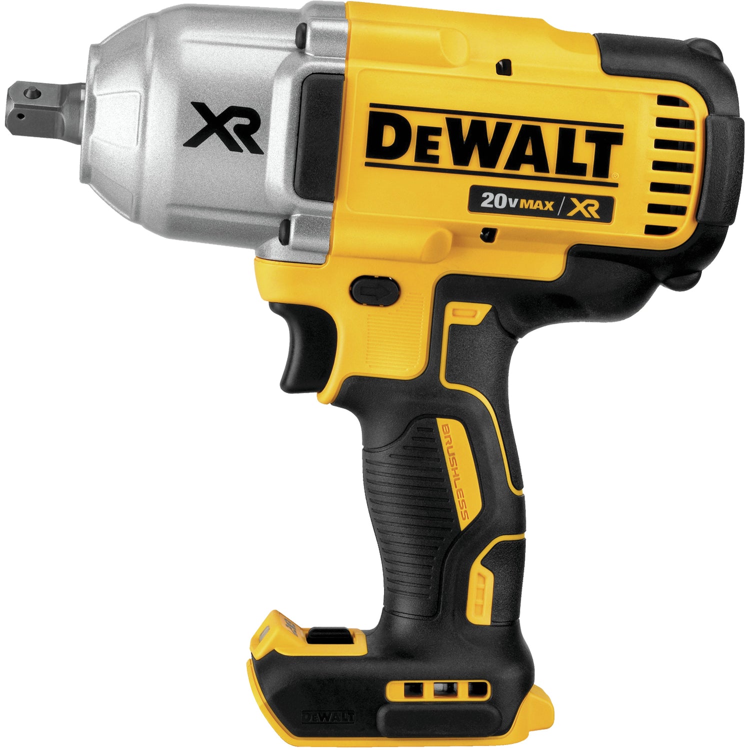 DeWalt 20V MAX XR 1/2 inch high-torque brushless impact wrench with pin anvil and ergonomic rubber grip