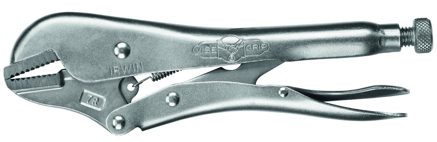 Straight-jaw locking plier with adjustable screw for maximum grip on flat, square, or hexagonal materials