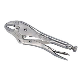 Curved jaw locking pliers with wire cutter, classic release lever, made of high-quality alloy steel for strong grip applications