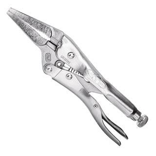 Long nose straight vise-grip pliers with wire cutter, precise grip for tight and restricted access areas