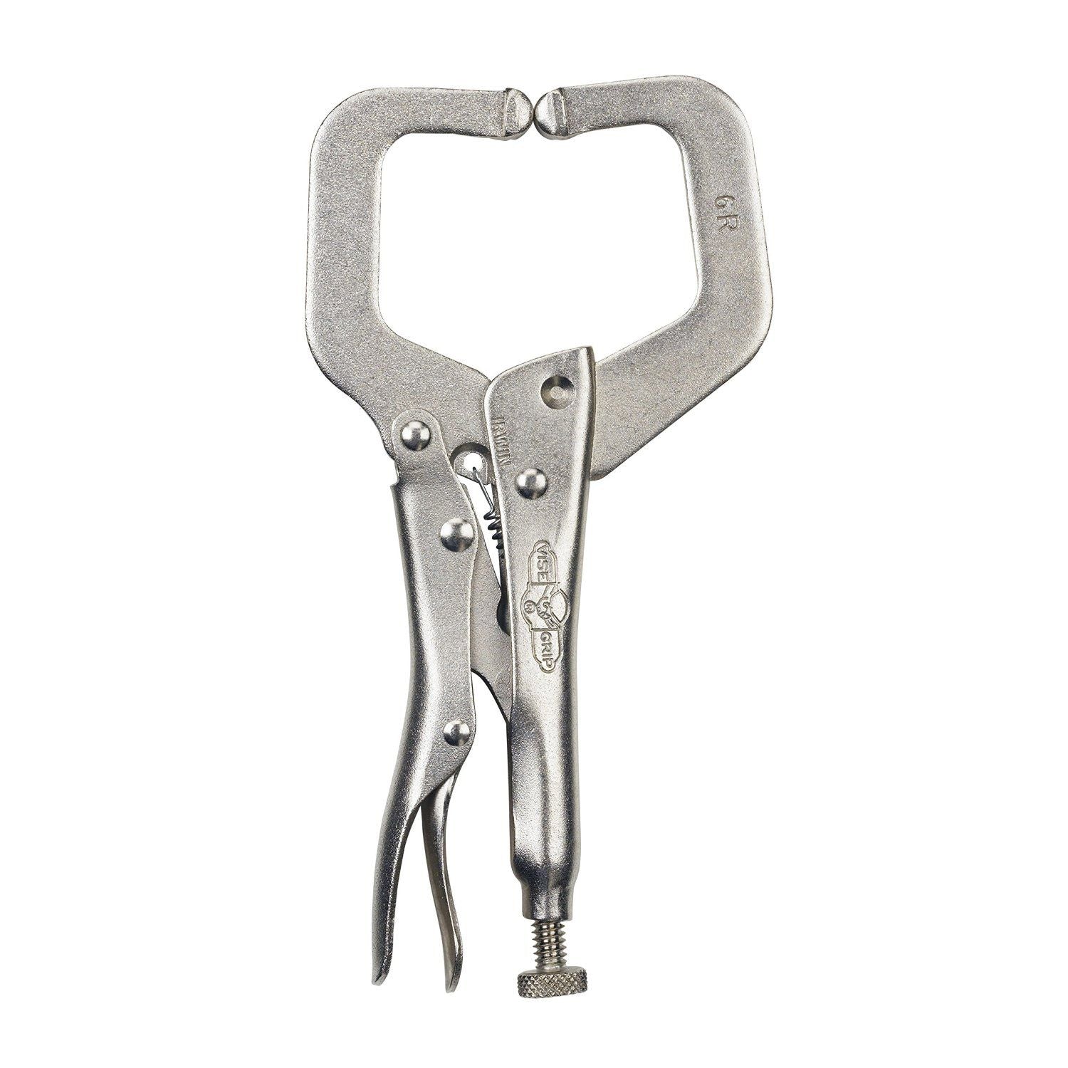 Large opening vise-grip locking pliers with adjustable screw for pressure control and repeatable clamping tasks