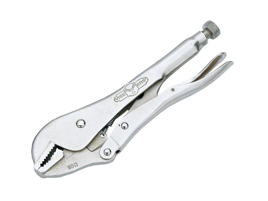 7-inch straight jaw vise-grip locking pliers with adjustable screw for secure clamping on flat, square, or hex materials