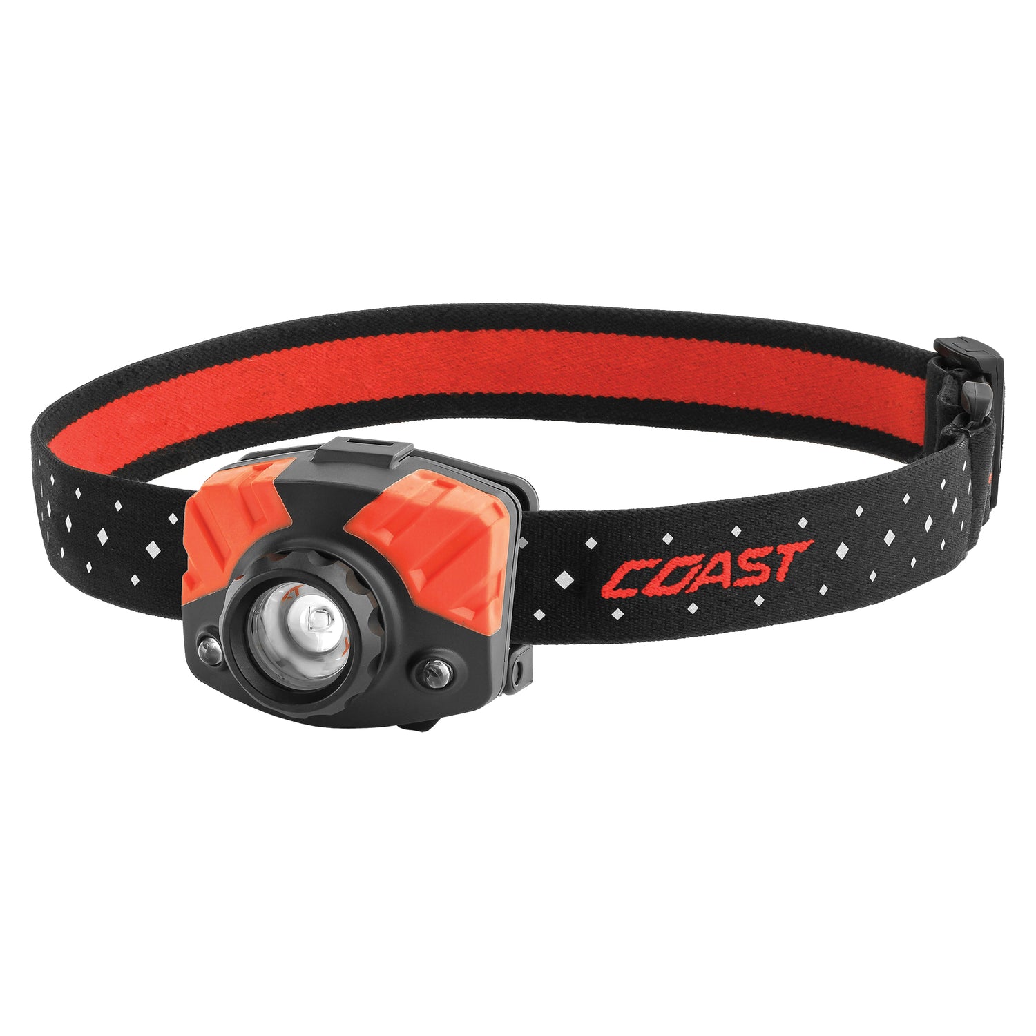 Rechargeable headlamp with 530 lumens, 156m beam, twist focus, red night vision, and included micro-USB battery